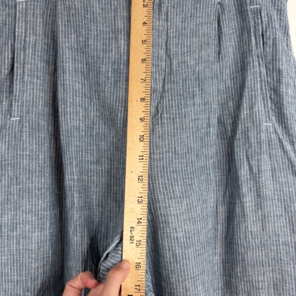 Everlane Linen Way-High Drape Pant 14 Wide Leg Pleated Blue Pinstripe Chambray - Picture 14 of 16